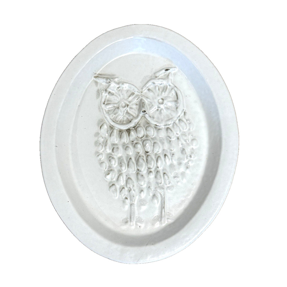 Vintage Cooperative Design Bennington Vermont White Owl Wall Plaque MCM Pottery